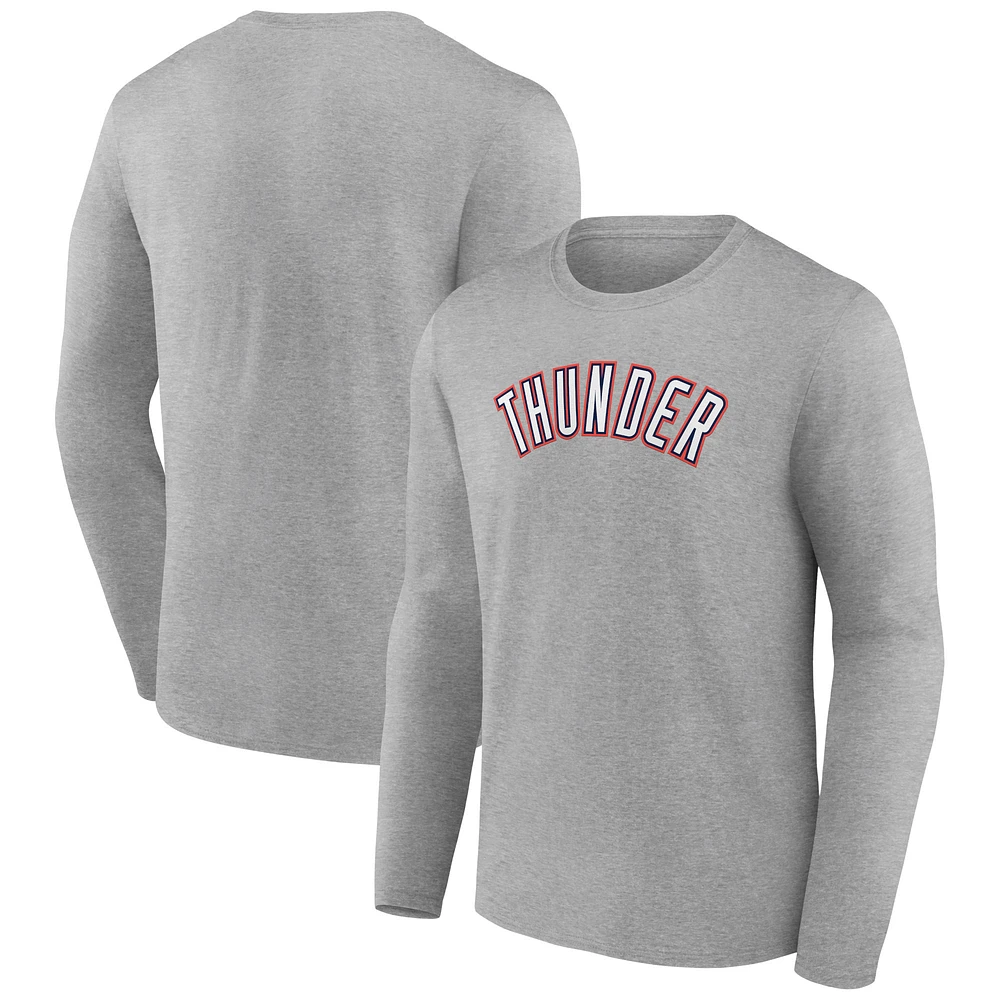 Men's Gray Oklahoma City Thunder Alternate Logo Long Sleeve T-Shirt