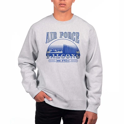 Men's Uscape Apparel Heather Gray Air Force Falcons Premium Heavyweight Crewneck Sweatshirt