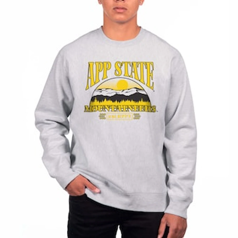 Men's Uscape Apparel Heather Gray Appalachian State Mountaineers Premium Heavyweight Crewneck Sweatshirt