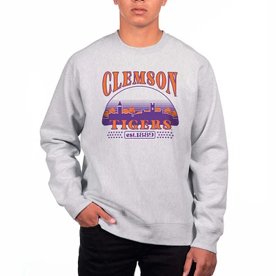 Men's Uscape Apparel Heather Gray Clemson Tigers Premium Heavyweight Crewneck Sweatshirt