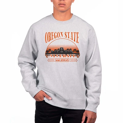 Men's Uscape Apparel Heather Gray Oregon State Beavers Premium Heavyweight Crewneck Sweatshirt