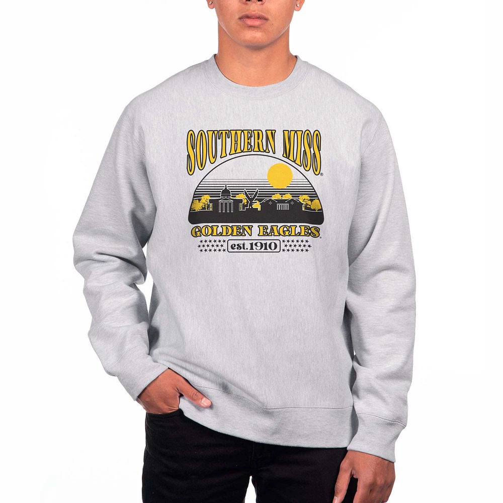 Men's Uscape Apparel Heather Gray Southern Miss Golden Eagles Premium Heavyweight Crewneck Sweatshirt