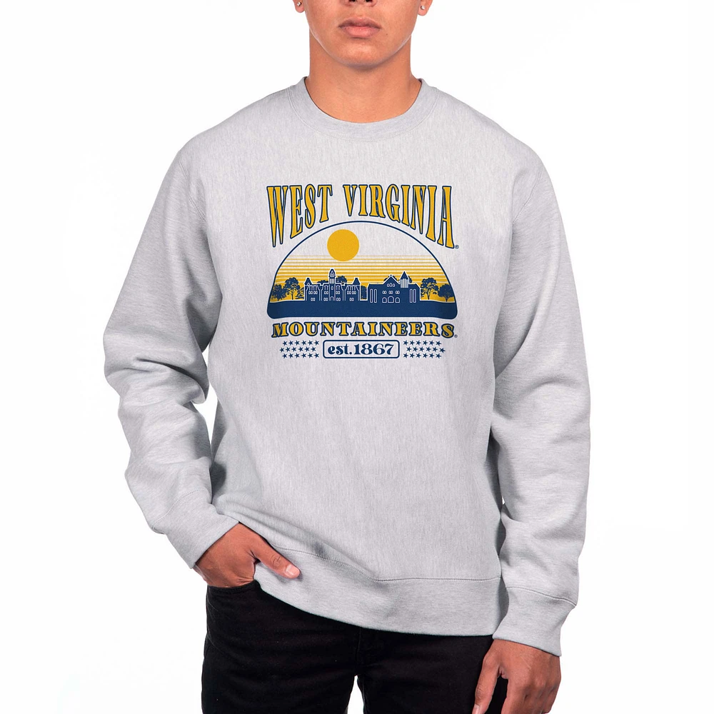 Men's Uscape Apparel Heather Gray West Virginia Mountaineers Premium Heavyweight Crewneck Sweatshirt