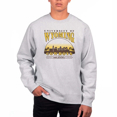 Men's Uscape Apparel Heather Gray Wyoming Cowboys Premium Heavyweight Crewneck Sweatshirt