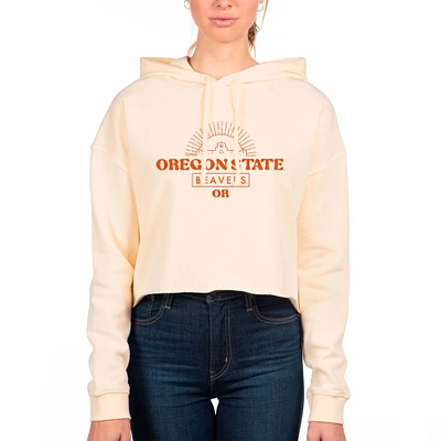 Women's Uscape Apparel Cream Oregon State Beavers Fleece Crop Hoodie