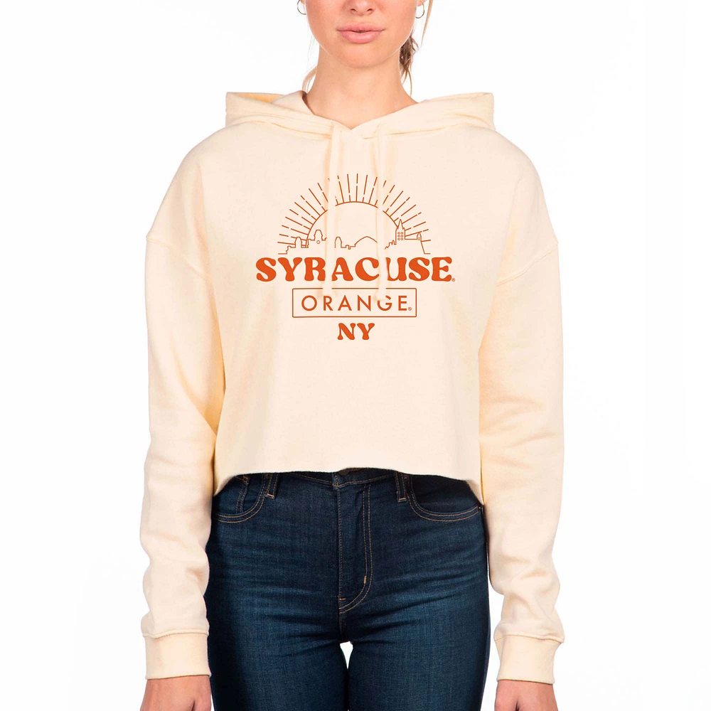 Women's Uscape Apparel Cream Syracuse Orange Fleece Crop Hoodie
