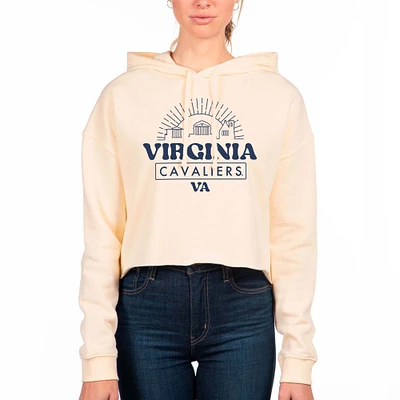 Women's Uscape Apparel Cream Virginia Cavaliers Fleece Crop Hoodie