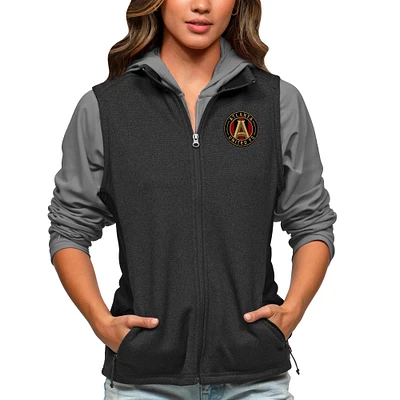 Women's Antigua Heather Black Atlanta United FC Team Logo Course Full-Zip Vest