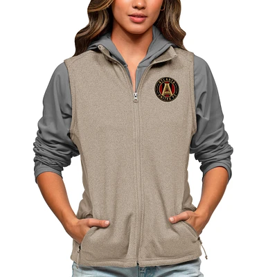 Women's Antigua Oatmeal Atlanta United FC Team Logo Course Full-Zip Vest