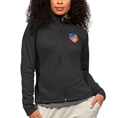 Women's Antigua Heather Black FC Cincinnati Team Logo Course Full-Zip Jacket