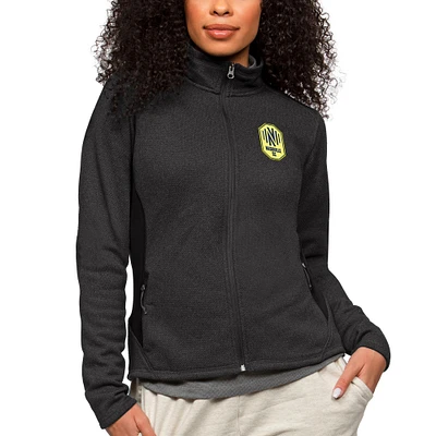 Women's Antigua Heather Charcoal Nashville SC Team Logo Course Full-Zip Jacket