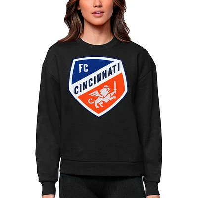 Women's Antigua Black FC Cincinnati Team Logo Victory Pullover Sweatshirt