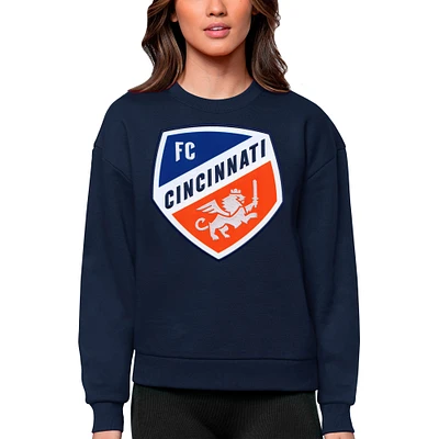 Women's Antigua Navy FC Cincinnati Team Logo Victory Pullover Sweatshirt