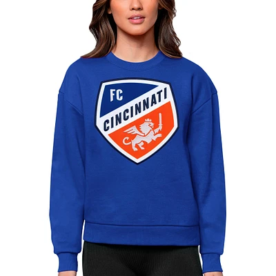 Women's Antigua Royal FC Cincinnati Team Logo Victory Pullover Sweatshirt
