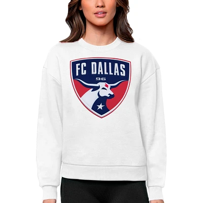 Women's Antigua White FC Dallas Team Logo Victory Pullover Sweatshirt