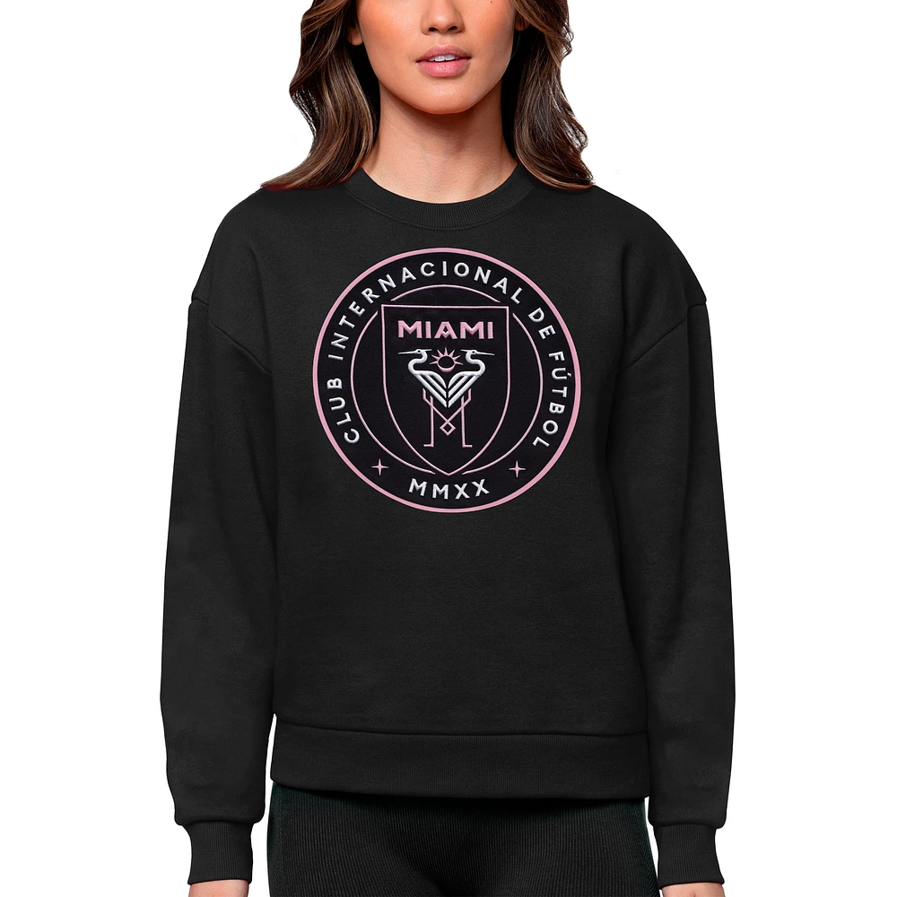 Women's Antigua Black Inter Miami CF Team Logo Victory Pullover Sweatshirt