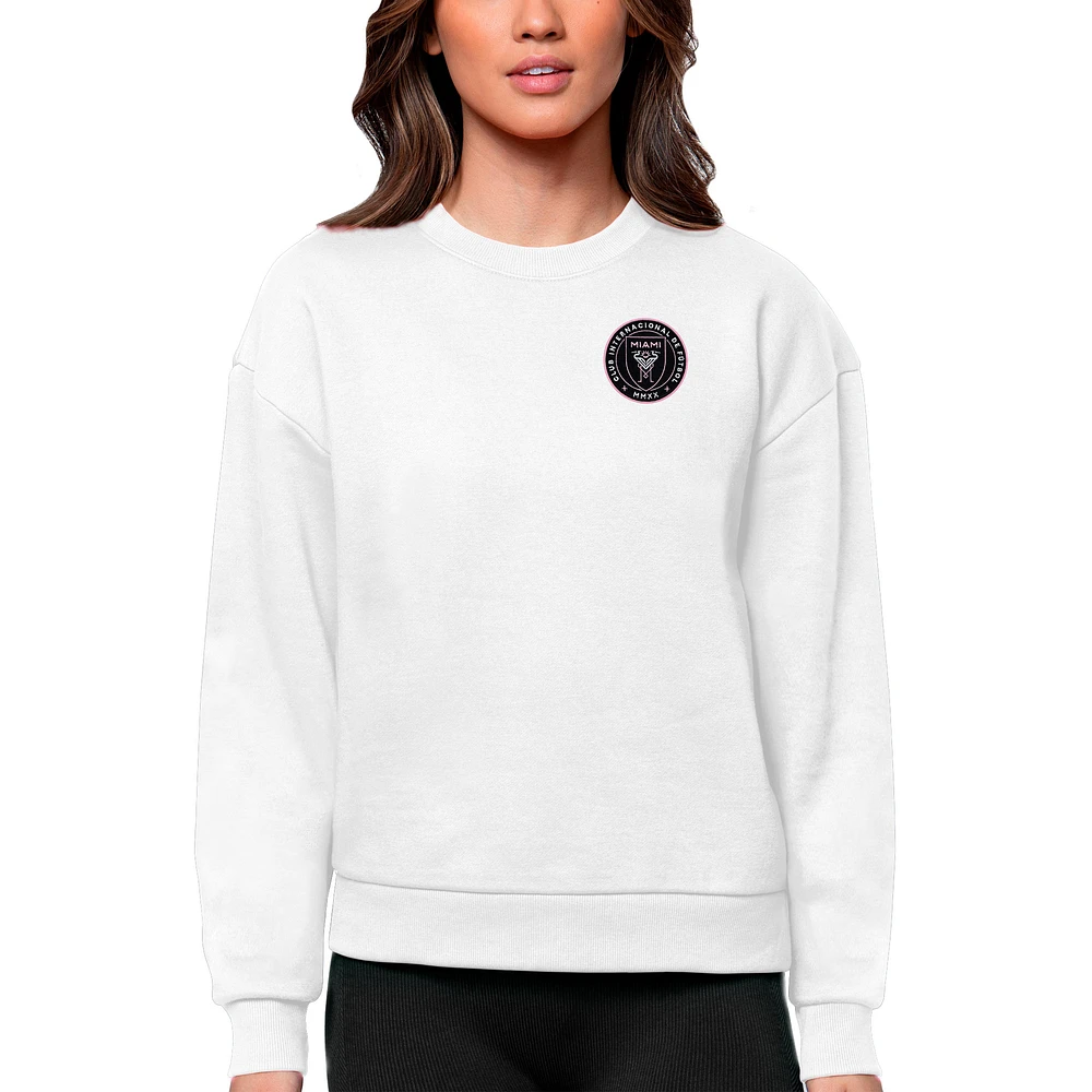 Women's Antigua White Inter Miami CF Team Logo Victory Pullover Sweatshirt