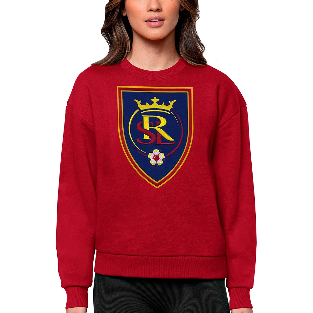 Women's Antigua Red Real Salt Lake Team Logo Victory Pullover Sweatshirt
