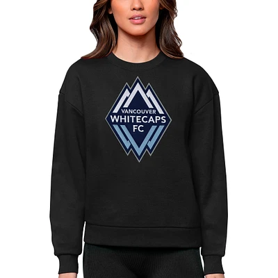 Women's Antigua Black Vancouver Whitecaps FC Team Logo Victory Pullover Sweatshirt