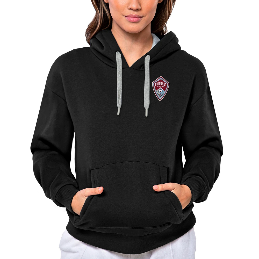 Women's Antigua Black Colorado Rapids Team Logo Victory Pullover Hoodie