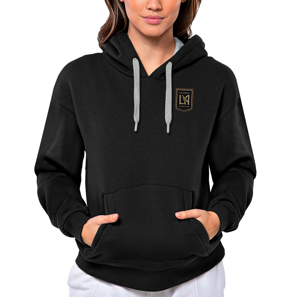Women's Antigua Black LAFC Team Logo Victory Pullover Hoodie