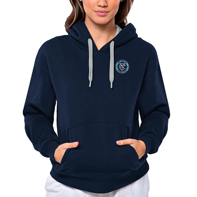 Women's Antigua Navy New York City FC Team Logo Victory Pullover Hoodie