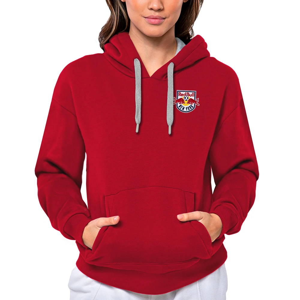Women's Antigua Red New York Bulls Team Logo Victory Pullover Hoodie