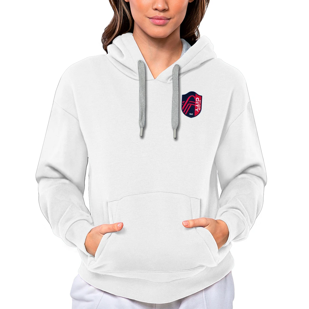 Women's Antigua White St. Louis City SC Team Logo Victory Pullover Hoodie