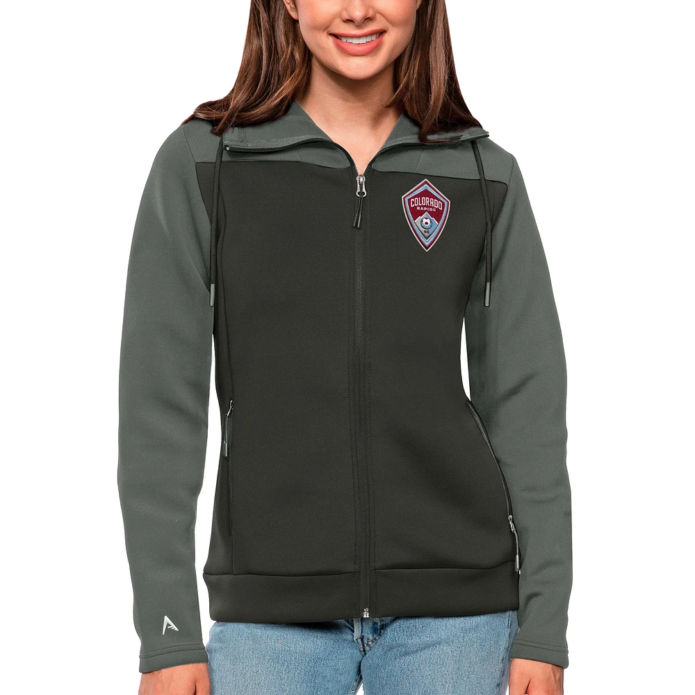 Women's Antigua Steel/Gray Colorado Rapids Protect Full-Zip Hoodie