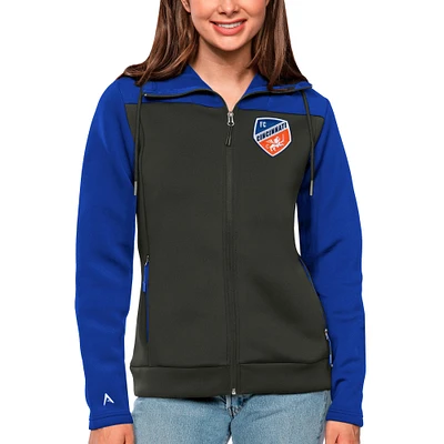 Women's Antigua Royal/Gray FC Cincinnati Protect Full-Zip Hoodie