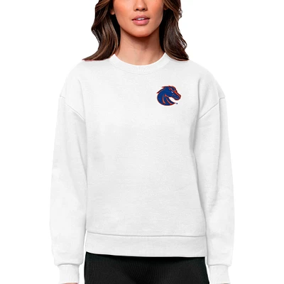 Women's Antigua Boise State Broncos Logo Victory Crewneck Pullover Sweatshirt