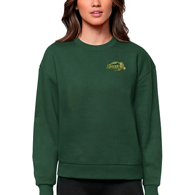 Women's Antigua Green NDSU Bison Logo Victory Crewneck Pullover Sweatshirt