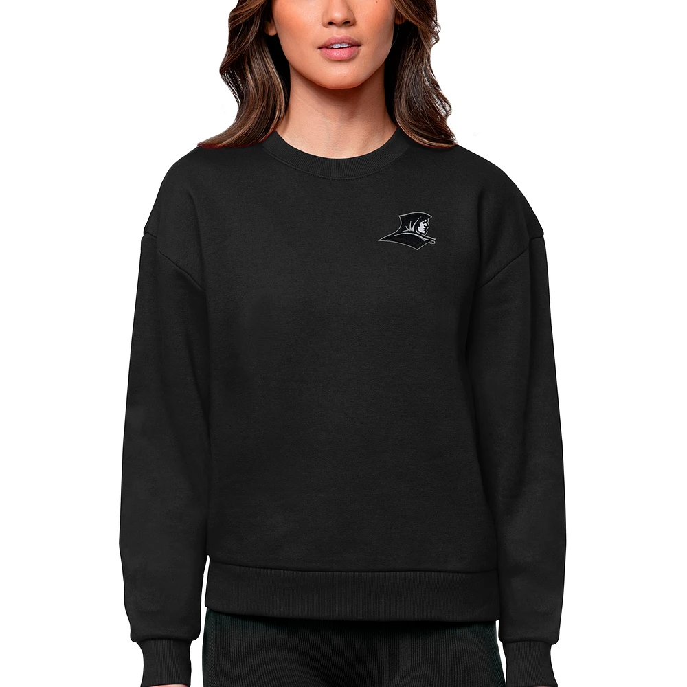 Women's Antigua Black Providence Friars Logo Victory Crewneck Pullover Sweatshirt