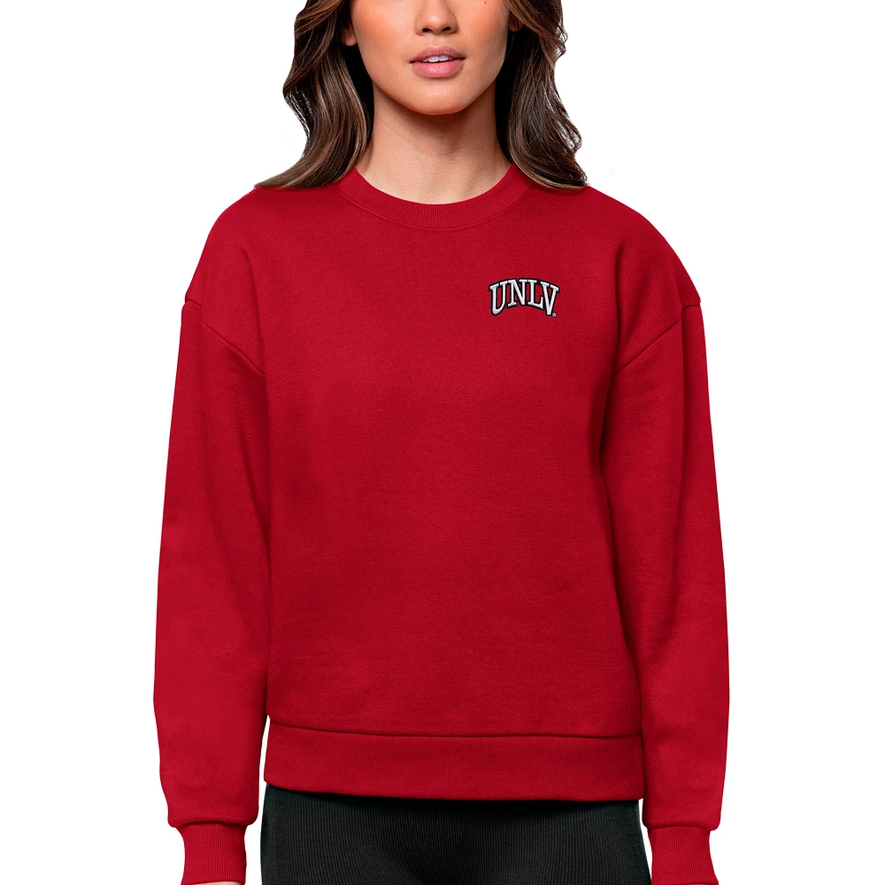 Women's Antigua Red UNLV Rebels Logo Victory Crewneck Pullover Sweatshirt