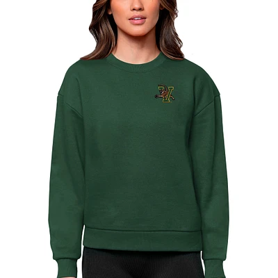 Women's Antigua Green Vermont Catamounts Logo Victory Crewneck Pullover Sweatshirt