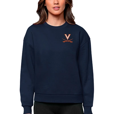 Women's Antigua Navy Virginia Cavaliers Logo Victory Crewneck Pullover Sweatshirt