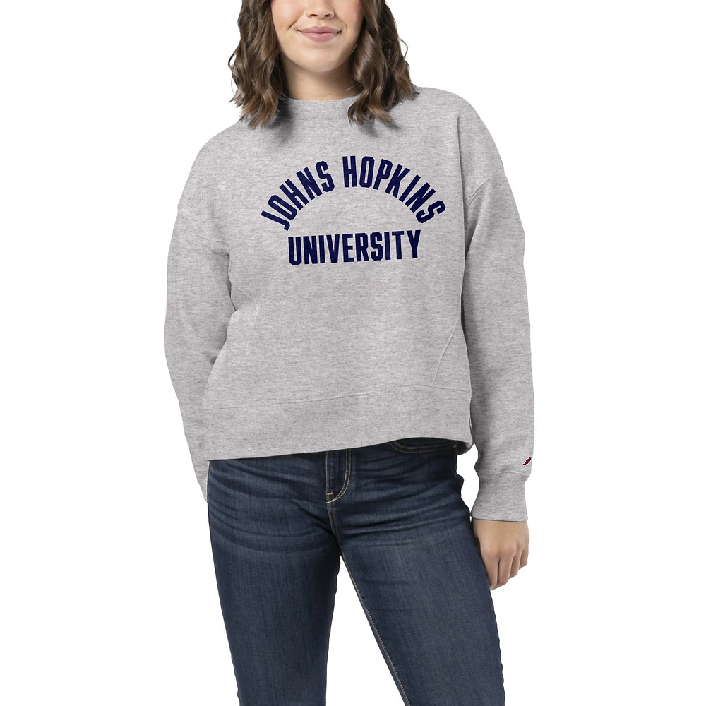 Women's League Collegiate Wear Heather Gray Johns Hopkins Blue Jays 1636 Boxy Sweatshirt
