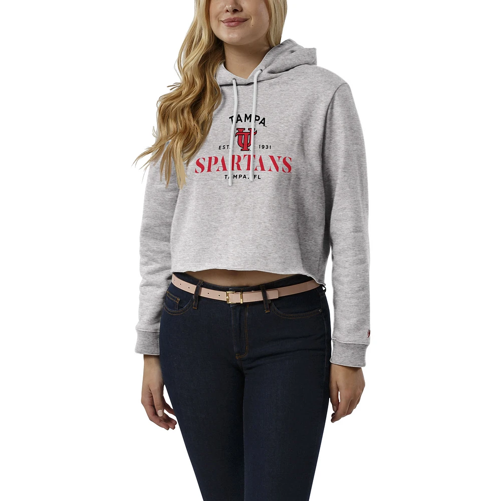 Women's League Collegiate Wear Heather Gray University of Tampa Spartans 1636 Cropped Pullover Hoodie