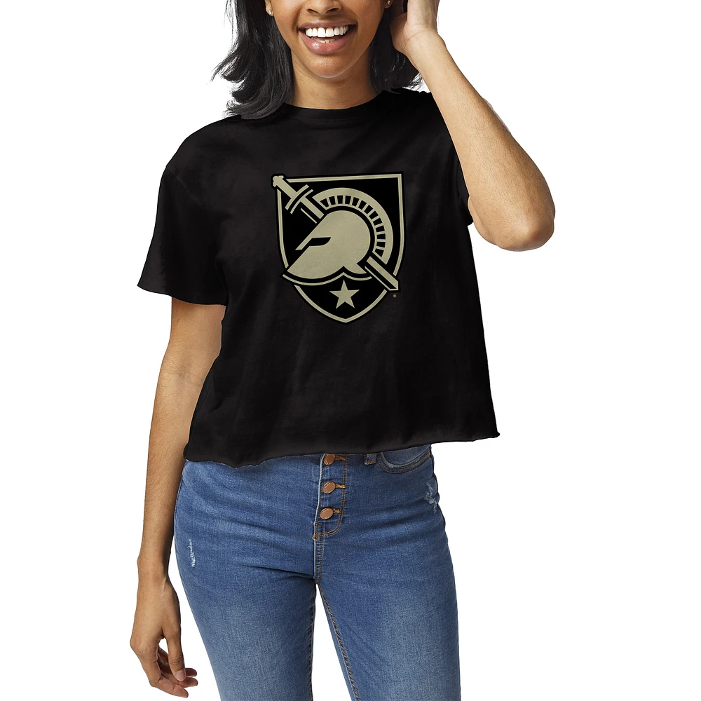 Women's League Collegiate Wear Black Army Knights Clothesline Crop T-Shirt
