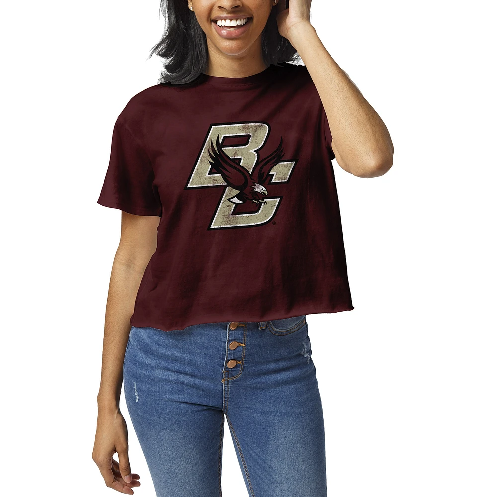 Women's League Collegiate Wear Maroon Boston College Eagles Clothesline Crop T-Shirt