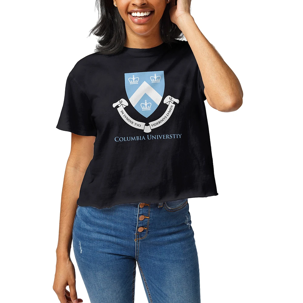 Women's League Collegiate Wear Navy Columbia University Clothesline Crop T-Shirt