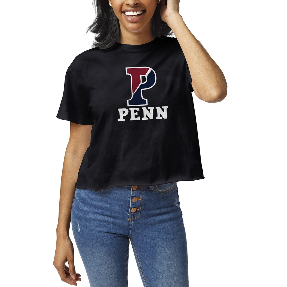 Women's League Collegiate Wear Navy Pennsylvania Quakers Clothesline Crop T-Shirt