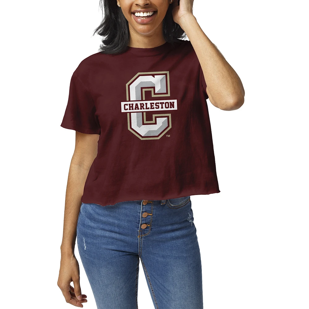 Women's League Collegiate Wear Maroon Charleston Cougars Clothesline Crop T-Shirt