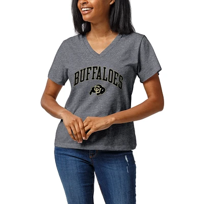Women's League Collegiate Wear Heather Gray Colorado Buffaloes Intramural Boyfriend V-Neck T-Shirt