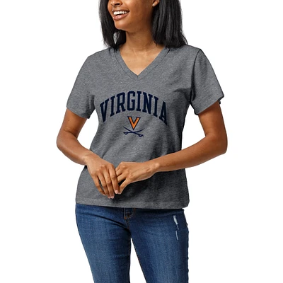 Women's League Collegiate Wear Heather Gray Virginia Cavaliers Intramural Boyfriend V-Neck T-Shirt