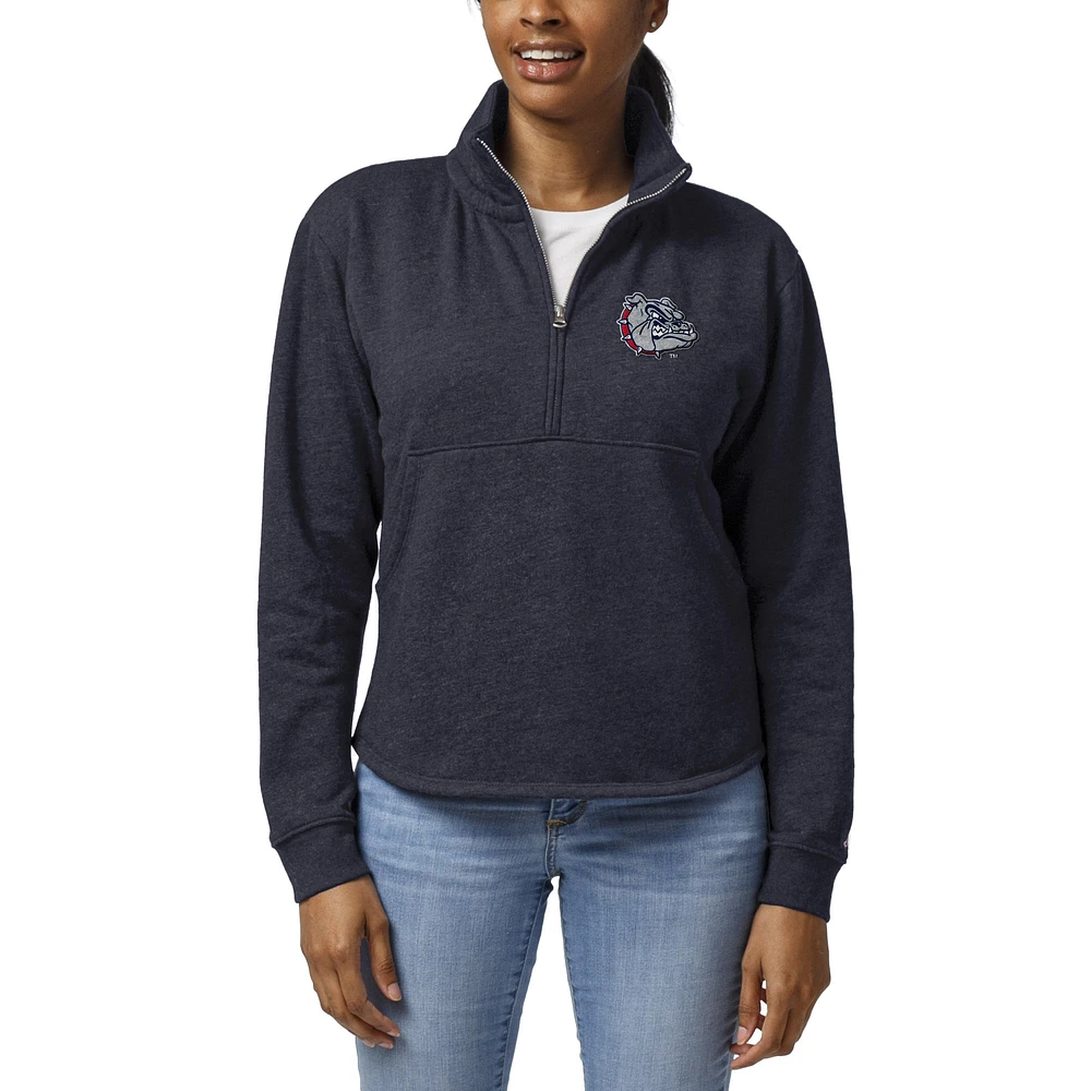 Women's League Collegiate Wear Heather Navy Gonzaga Bulldogs Victory Springs Tri-Blend Quarter-Zip Pullover Sweatshirt
