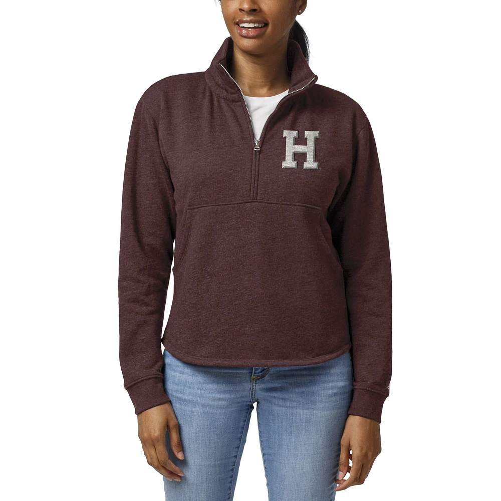 Women's League Collegiate Wear Maroon Harvard Crimson Victory Springs Tri-Blend Quarter-Zip Pullover Sweatshirt