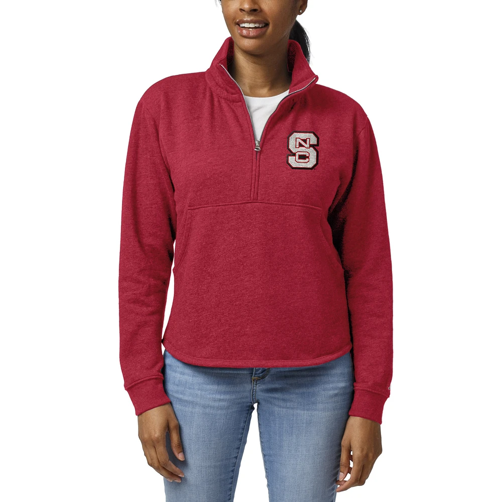 Women's League Collegiate Wear Heather Red NC State Wolfpack Victory Springs Tri-Blend Quarter-Zip Pullover Sweatshirt