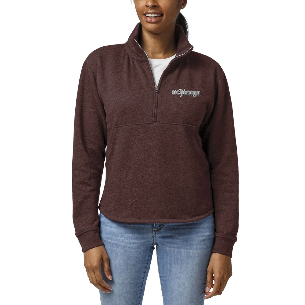 Women's League Collegiate Wear Maroon UChicago Maroons Victory Springs Tri-Blend Quarter-Zip Pullover Sweatshirt