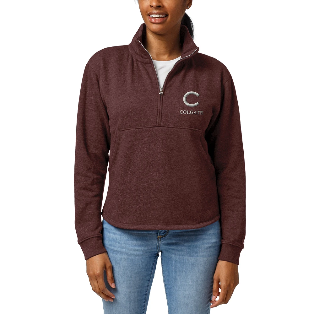 Women's League Collegiate Wear Maroon Colgate Raiders Victory Springs Tri-Blend Quarter-Zip Pullover Sweatshirt